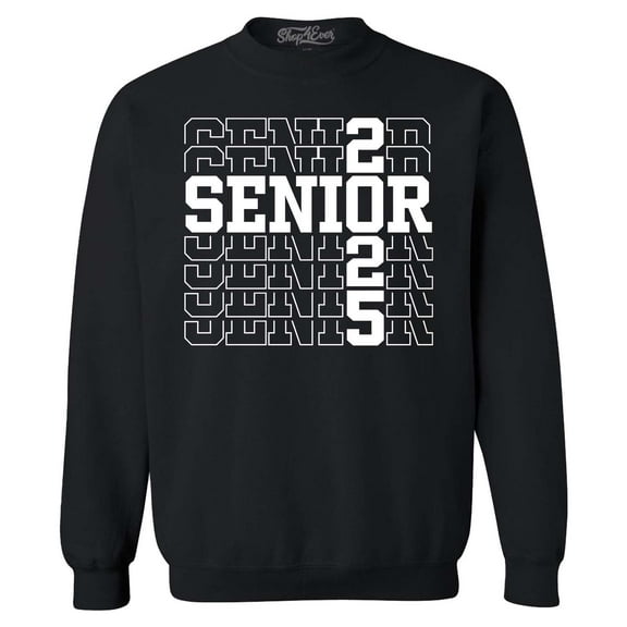 Shop4Ever Men's Senior 2025 High School College Graduation Crewneck Sweatshirt XXXX-Large Black