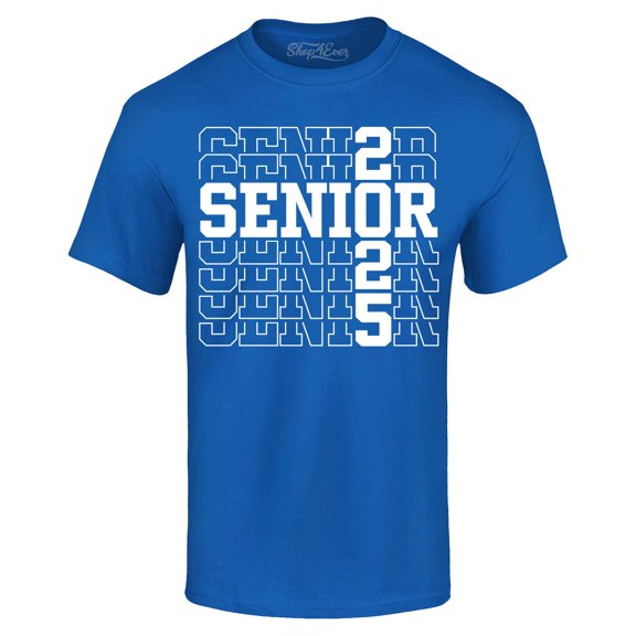 Shop4Ever Men's Senior 2025 High School College Graduation Graphic T-shirt XX-Large Royal Blue