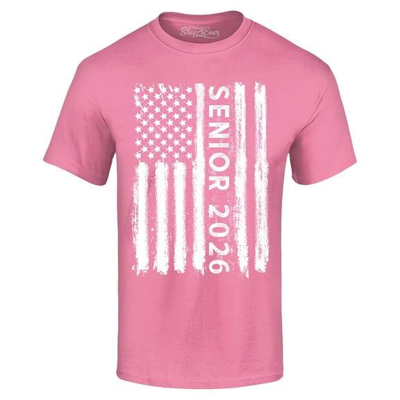 Shop4Ever Men's Senior 2026 American Flag Graphic T-shirt Large Azalea Pink