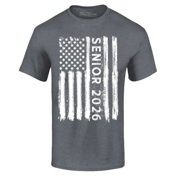 Shop4Ever Men's Senior 2026 American Flag Graphic T-shirt Large Dark Heather