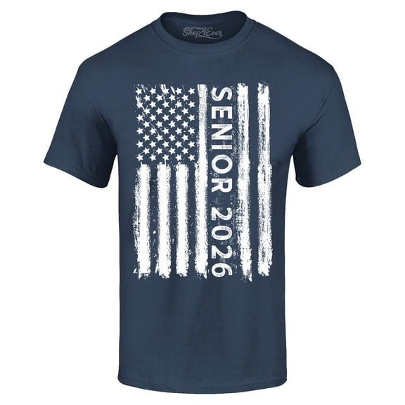 Shop4Ever Men's Senior 2026 American Flag Graphic T-shirt Small Navy