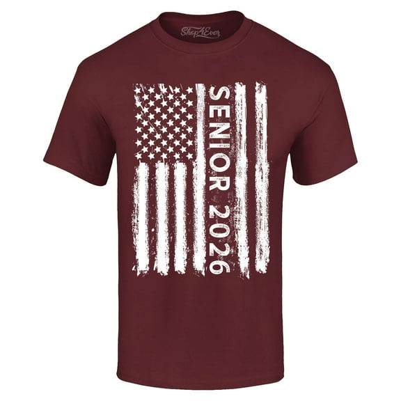 Shop4Ever Men's Senior 2026 American Flag Graphic T-shirt XX-Large Maroon