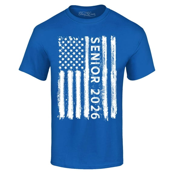 Shop4Ever Men's Senior 2026 American Flag Graphic T-shirt XXXX-Large Royal Blue