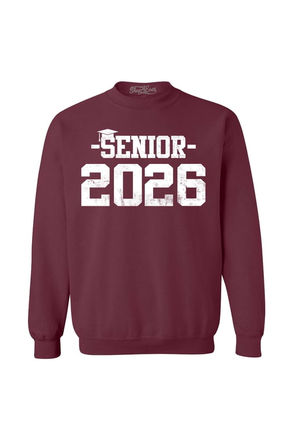Men's Senior 2026 Graduation Crewneck Sweatshirt Large Maroon