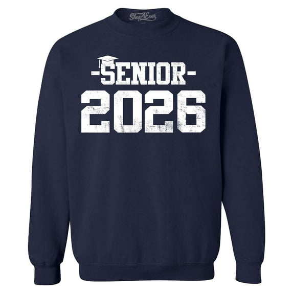Shop4Ever Men's Senior 2026 Graduation Crewneck Sweatshirt Large Navy