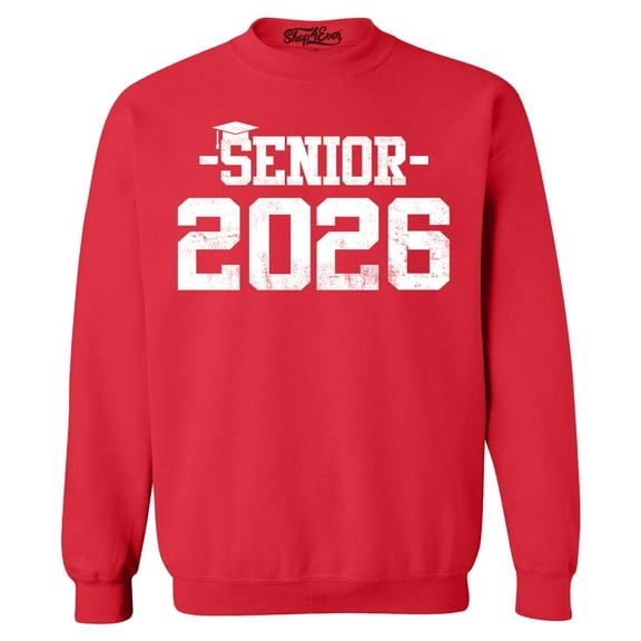 Shop4Ever Men's Senior 2026 Graduation Crewneck Sweatshirt Small Red