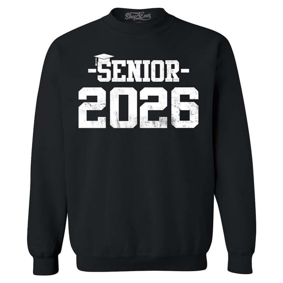 Shop4Ever Men's Senior 2026 Graduation Crewneck Sweatshirt X-Large Black