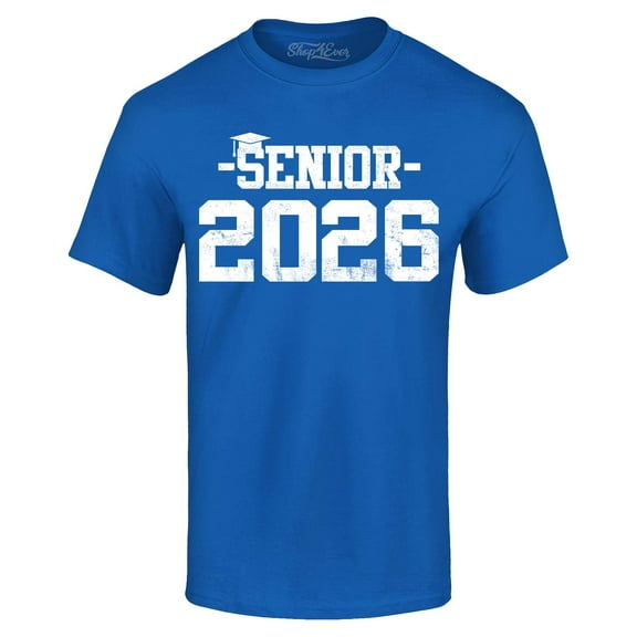 Shop4Ever Men's Senior 2026 Graduation Graphic T-shirt Small Royal Blue
