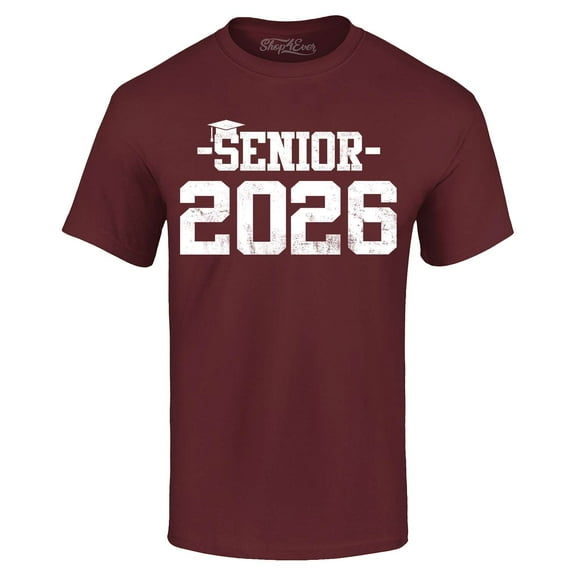 Shop4Ever Men's Senior 2026 Graduation Graphic T-shirt X-Large Maroon