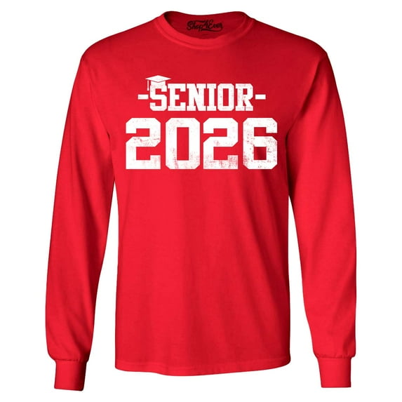 Shop4Ever Men's Senior 2026 Graduation Long Sleeve Shirt X-Large Red