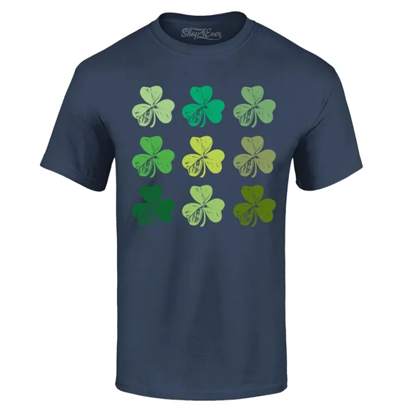 Shop4Ever Men's Shamrock Green Clovers St. Patrick's Day Graphic T-shirt XXXX-Large Navy