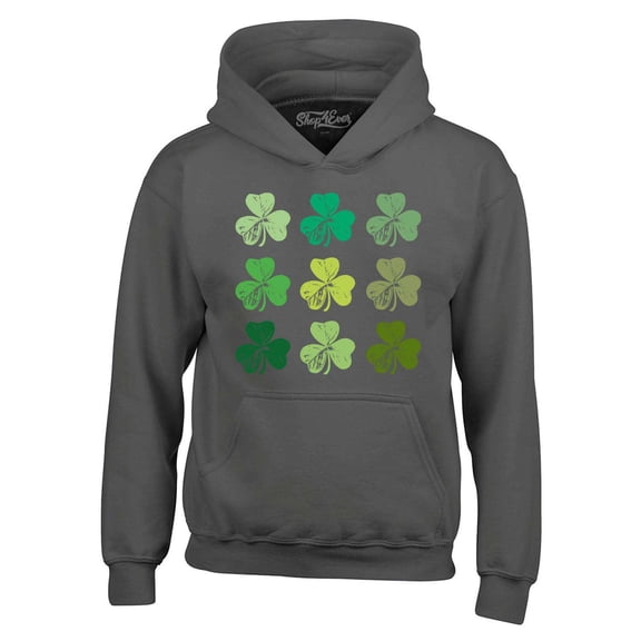 Shop4Ever Men's Shamrock Green Clovers St. Patrick's Day Hooded Sweatshirt Hoodie XX-Large Charcoal