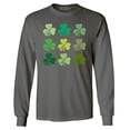 thumbnail image 1 of Shop4Ever Men's Shamrock Green Clovers St. Patrick's Day Long Sleeve Shirt Medium Charcoal, 1 of 5