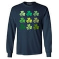 thumbnail image 1 of Shop4Ever Men's Shamrock Green Clovers St. Patrick's Day Long Sleeve Shirt X-Large Navy, 1 of 5