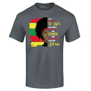 Shop4Ever Men's She Whispered I am The Storm African Juneteenth Graphic T-shirt Small Black