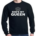 thumbnail image 1 of Shop4Ever Men's She's My Queen Matching Couples Crewneck Sweatshirt Small Black, 1 of 5