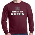 thumbnail image 1 of Shop4Ever Men's She's My Queen Matching Couples Crewneck Sweatshirt X-Large Maroon, 1 of 5