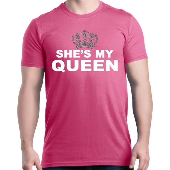 Shop4Ever Men's She's My Queen Matching Couples Graphic T-shirt XXXX-Large Azalea Pink