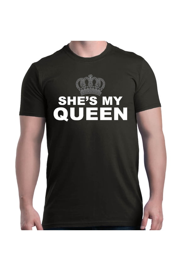 Men's She's My Queen Matching Couples Graphic T-shirt XXXX-Large Black