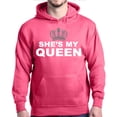 thumbnail image 1 of Shop4Ever Men's She's My Queen Matching Couples Hooded Sweatshirt Hoodie Large Heliconia Pink, 1 of 5