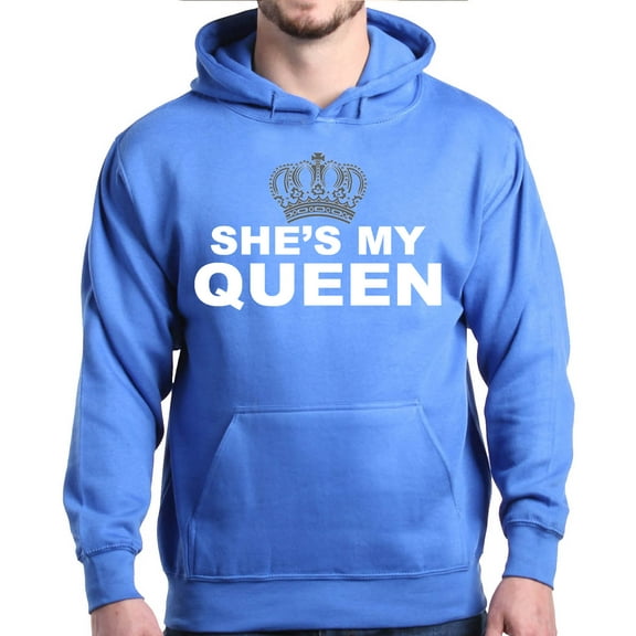 Shop4Ever Men's She's My Queen Matching Couples Hooded Sweatshirt Hoodie X-Large Royal Blue