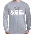 thumbnail image 1 of Shop4Ever Men's She's My Queen Matching Couples Long Sleeve Shirt Large Sports Grey, 1 of 5