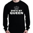 thumbnail image 1 of Shop4Ever Men's She's My Queen Matching Couples Long Sleeve Shirt Small Black, 1 of 5