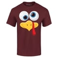 thumbnail image 1 of Shop4Ever Men's Silly Turkey Face Funny Thanksgiving Graphic T-shirt Large Maroon, 1 of 5