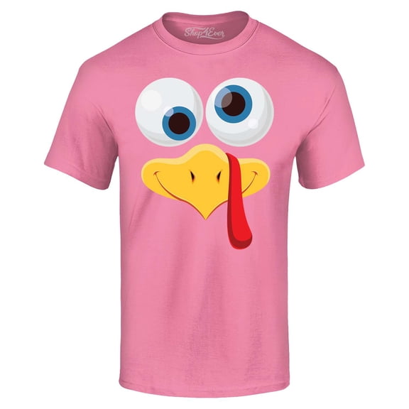 Shop4Ever Men's Silly Turkey Face Funny Thanksgiving Graphic T-shirt XX-Large Azalea Pink