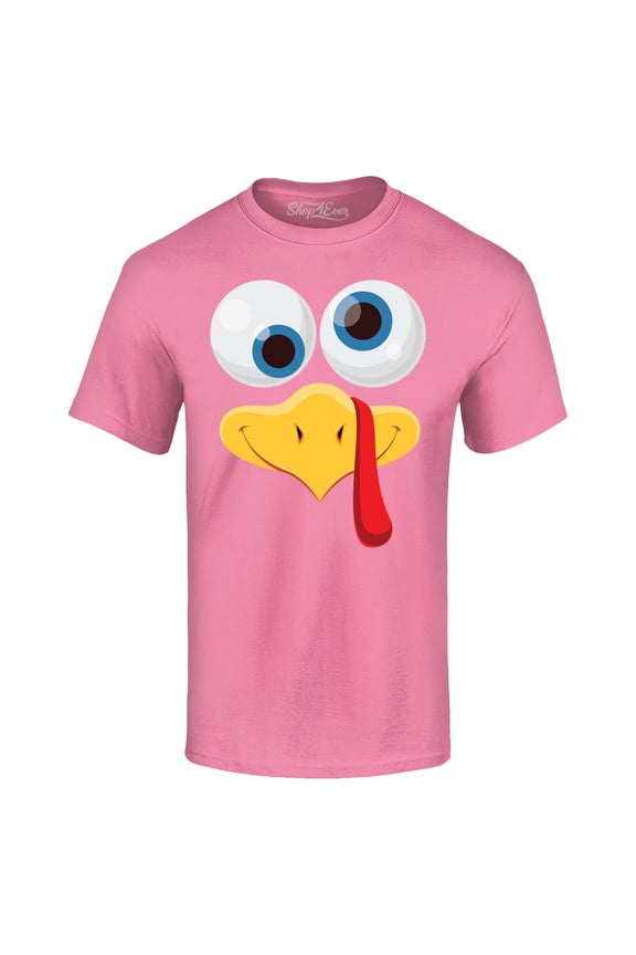 Men's Silly Turkey Face Funny Thanksgiving Graphic T-shirt XXXXX-Large Azalea Pink