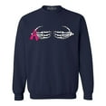 thumbnail image 1 of Shop4Ever Men's Skeleton Hands Breast Cancer Awareness Crewneck Sweatshirt Medium Navy, 1 of 5