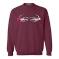 thumbnail image 1 of Shop4Ever Men's Skeleton Hands Breast Cancer Awareness Crewneck Sweatshirt X-Large Maroon, 1 of 5