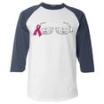thumbnail image 1 of Shop4Ever Men's Skeleton Hands Breast Cancer Awareness Raglan Baseball Shirt Large White/Navy, 1 of 5