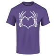 thumbnail image 1 of Shop4Ever Men's Skeleton Heart Hands Graphic T-shirt XXX-Large Purple, 1 of 5