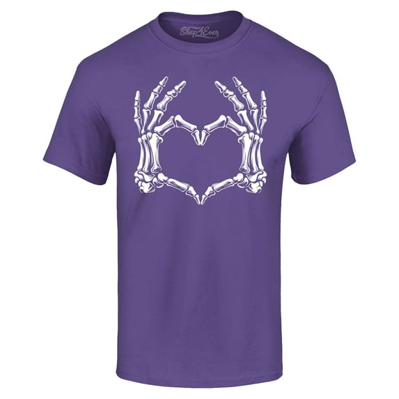 Shop4Ever Men's Skeleton Heart Hands Graphic T-shirt XXX-Large Purple