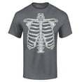 thumbnail image 1 of Shop4Ever Men's Skeleton Ribcage Skull Halloween Costume Graphic T-shirt Large Dark Heather, 1 of 5