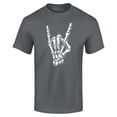thumbnail image 1 of Shop4Ever Men's Skeleton Rock N' Roll Hand Sign Graphic T-shirt XX-Large Charcoal, 1 of 5