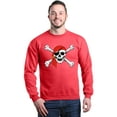 thumbnail image 1 of Shop4Ever Men's Skull and Crossbones Pirate Flag Crewneck Sweatshirt Small Red, 1 of 5