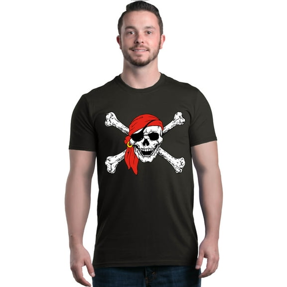 Shop4Ever Men's Skull and Crossbones Pirate Flag Graphic T-shirt Large Black