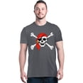 thumbnail image 1 of Shop4Ever Men's Skull and Crossbones Pirate Flag Graphic T-shirt Small Dark Heather, 1 of 5