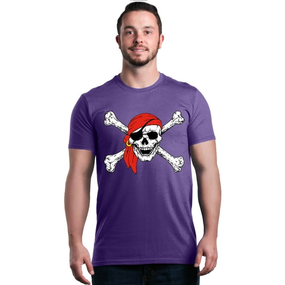 Shop4Ever Men's Skull and Crossbones Pirate Flag Graphic T-shirt XX-Large Purple