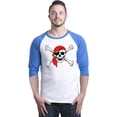 thumbnail image 1 of Shop4Ever Men's Skull and Crossbones Pirate Flag Raglan Baseball Shirt XXX-LargeWhite/Blue, 1 of 5