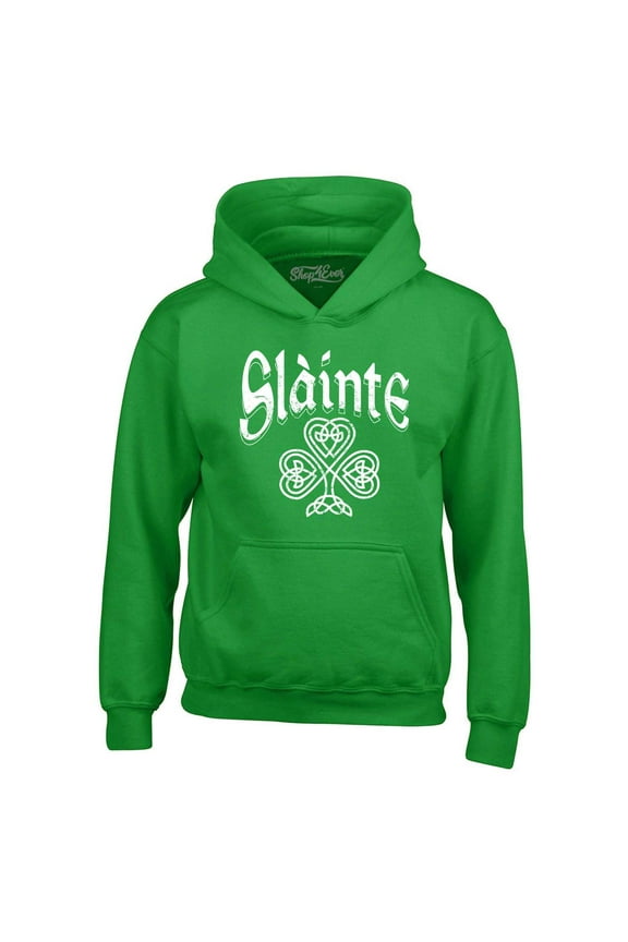 Men's Slainte Celtic Knot Irish Scotish Toast Cheers Hooded Sweatshirt Hoodie Large Irish Green