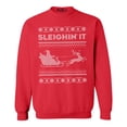 thumbnail image 1 of Shop4Ever Men's Sleighin' It  Crewneck Sweatshirt Small Red, 1 of 5