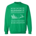 thumbnail image 1 of Shop4Ever Men's Sleighin' It  Crewneck Sweatshirt X-Large Irish Green, 1 of 5