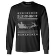 thumbnail image 1 of Shop4Ever Men's Sleighin' It  Long Sleeve Shirt 3XL Black, 1 of 5