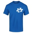 thumbnail image 1 of Shop4Ever Men's Small Heart Puzzle Piece Autism Awareness Graphic T-shirt XXXX-Large Royal Blue, 1 of 5