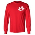 thumbnail image 1 of Shop4Ever Men's Small Heart Puzzle Piece Autism Awareness Long Sleeve Shirt Medium Red, 1 of 5
