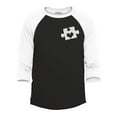 thumbnail image 1 of Shop4Ever Men's Small Heart Puzzle Piece Autism Awareness Raglan Baseball Shirt XXX-Large Black/White, 1 of 4