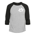 thumbnail image 1 of Shop4Ever Men's Small Heart Puzzle Piece Autism Awareness Raglan Baseball Shirt XXX-Large Heather Grey/Black, 1 of 4